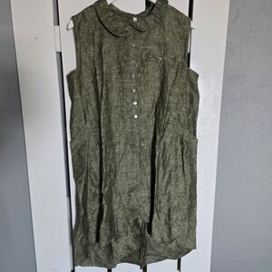South Street Linen SOST Olive Green High Low Tunic Women's 0 S/M Lagenlook